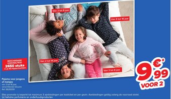 Carrefour Pyjama voor jongens of meisjes aanbieding