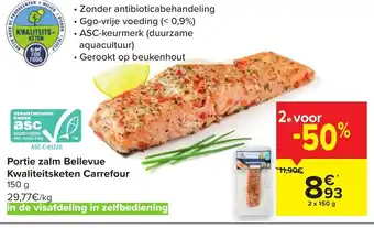 Carrefour Portie zalm bellevue Kwaliteitsketen carrefour 2x150 g aanbieding