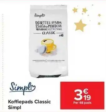 Carrefour Koffiepads classic simpl aanbieding
