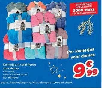 Carrefour Kamerjas in coral fleece voor dames aanbieding