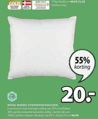 Jysk Royal nordic synthetisch kussen aanbieding