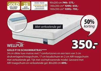 Jysk Gold f110 schuimmatras wellpur aanbieding
