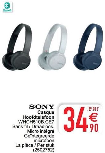 Cora Sony casque hoofdtelefoon whch510b.ce7 aanbieding
