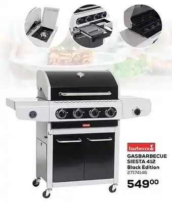 Supra Bazar Gasbarbecue siesta 412 black edition aanbieding