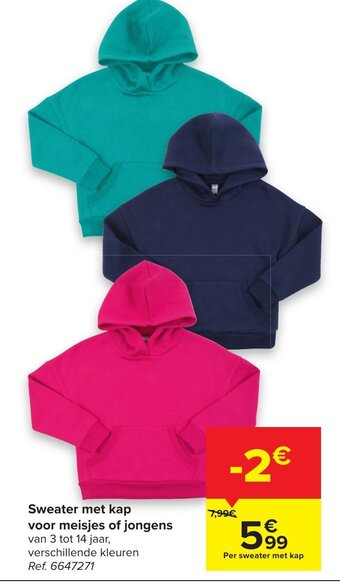 Carrefour Sweater met kap voor meisjes of jongens aanbieding