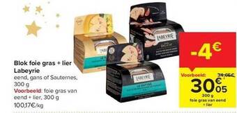 Carrefour Blok foie gras +lier labeyrie aanbieding