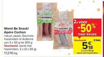 Carrefour Worst be snack! apéro cochon aanbieding