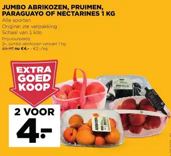 Jumbo Abrikozen, Pruimen, Paraguayo of Nectarines 2*1kg