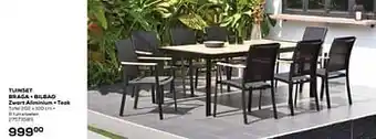 Supra Bazar Tuinset braga + bilbao zwart aluminium + teak aanbieding