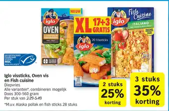 Albert Heijn Iglo vissticks, Oven vis en Fish cuisine 300-560g aanbieding