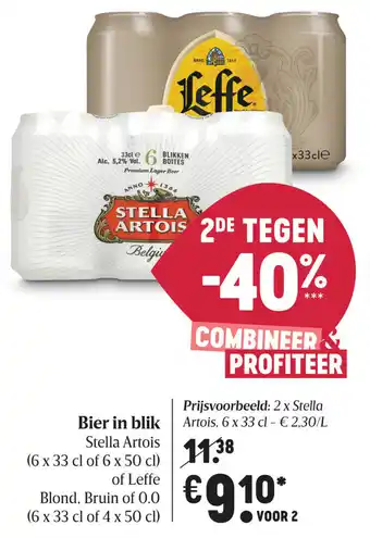 Delhaize Bier in blik Stella Artois aanbieding