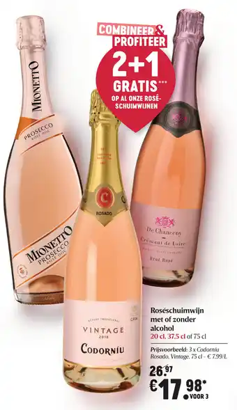 Delhaize Roseschuimwijn met of zonder alcohol aanbieding