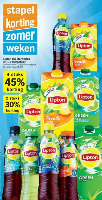 Albert Heijn Lipton Ice Tea 500ml-1.5L aanbieding
