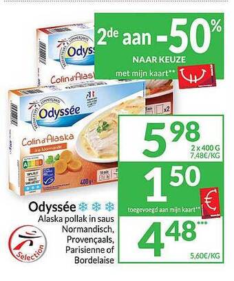 Intermarché Odyssée alaska pollak in saus aanbieding