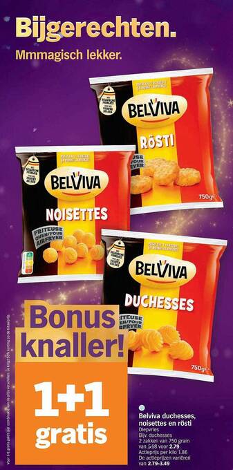 Albert Heijn Belviva duchesses, noisettes en rösti aanbieding