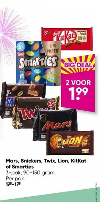 Big Bazar Mars, snickers, twix, lion, kitkat of smarties aanbieding