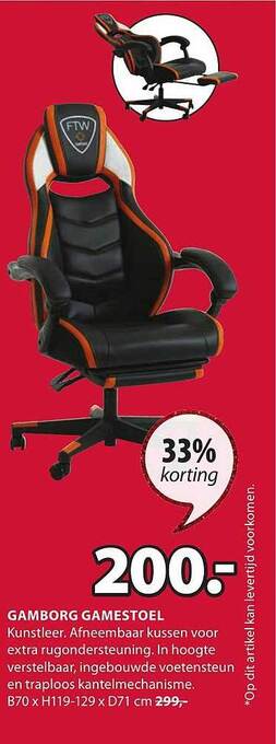 Jysk Gamborg gamestoel aanbieding