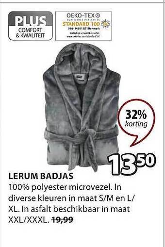Jysk Lerum badjas aanbieding