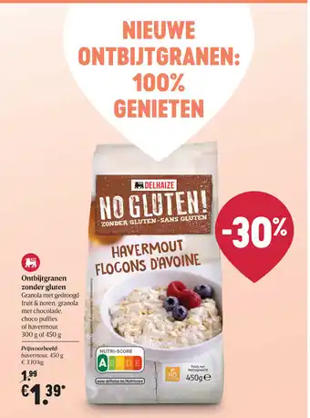 Delhaize Ontbijtgranen zonder gluten aanbieding
