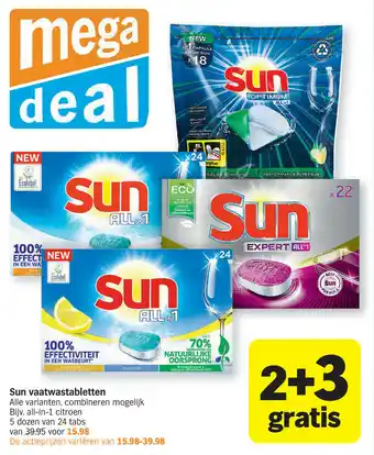 Albert Heijn Sun vaatwastabletten 2+3 aanbieding