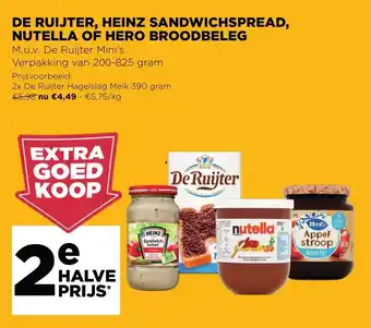 De Ruijter, Heinz Sandwichspread, Nutella of Hero Broodbeleg