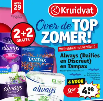 Kruidvat Always (dailies en discreet en tampax aanbieding