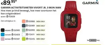 Dreamland Garmin activiteitsmeter vivofit jr 3 iron man aanbieding