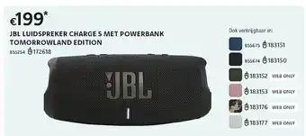 Dreamland Jbl luidspreker charge 5 met powerbank tomorrowland edition aanbieding