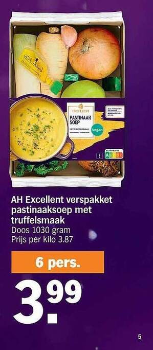 Albert Heijn Ah excellent verspakket pastinaaksoep met truffelsmaak aanbieding