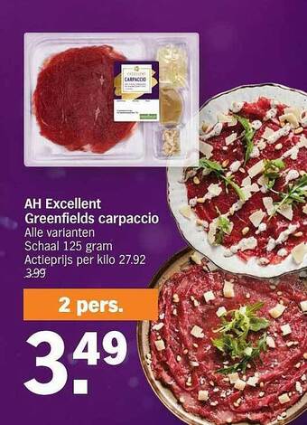 Albert Heijn Ah excellent greenfields carpaccio aanbieding