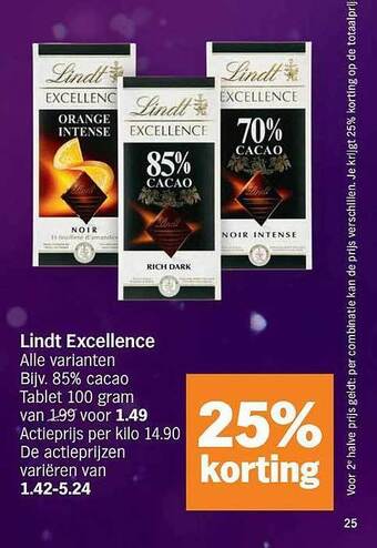 Albert Heijn Lindt excellence aanbieding