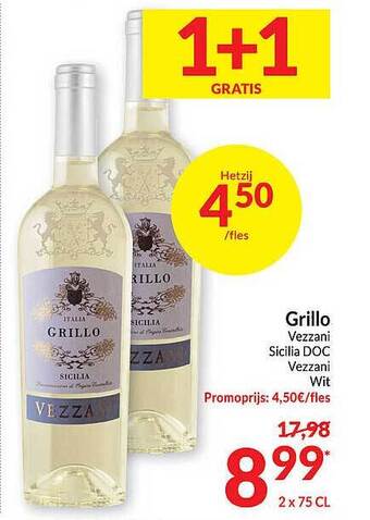 Intermarché Grillo vezzani sicilia doc vezzani wit aanbieding