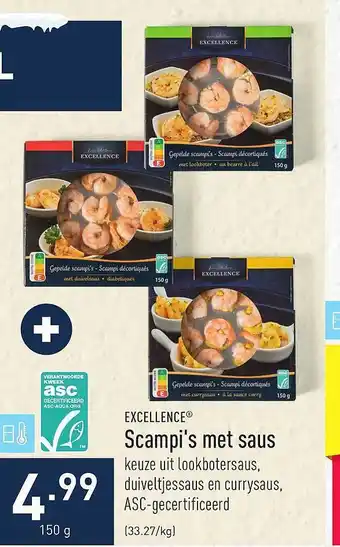 ALDI Excellence scampi's met saus aanbieding