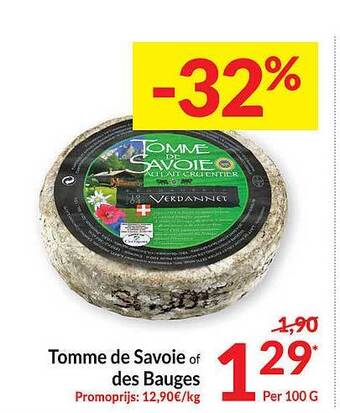 Intermarché Tomme de savoie of des bauges aanbieding