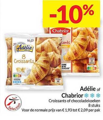 Intermarché Adélie of chabrior croissants of chocoladekoeken aanbieding