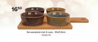 Serveerplank met 4 cups - 31 x 21,5 cm