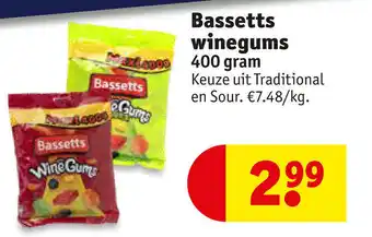 Kruidvat Bassets winegums 400 gram aanbieding