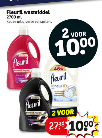 Kruidvat Fleuril wasmiddel 2700 ml aanbieding