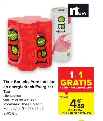 Thee Botanic, Pure Infusion en energiedrank Energizer Tao 25 cl
