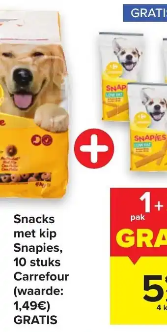 Carrefour Snacks met kip Snapies, aanbieding