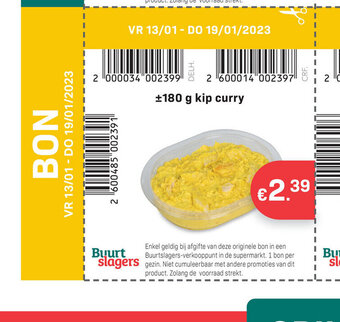 Buurtslagers 180 g kip curry aanbieding