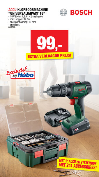 Hubo Bosch Accu Klopboormachine "Universalimpact 18" aanbieding