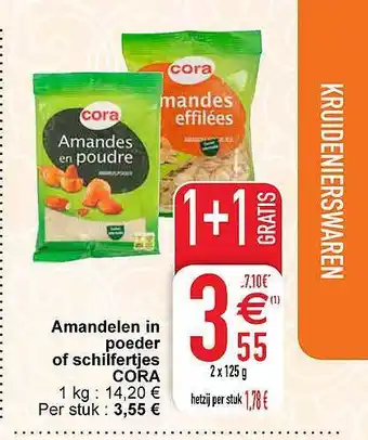 Amandelen in poeder of schilfertjes