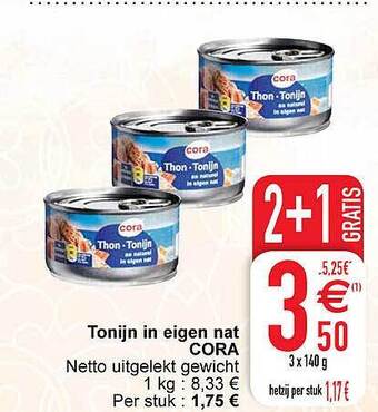 Cora Tonijn in eigen nat aanbieding