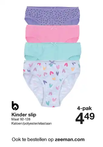 Zeeman Kinder slip Maat 92-128 Katoen/polyester/elastaan 4-pak aanbieding