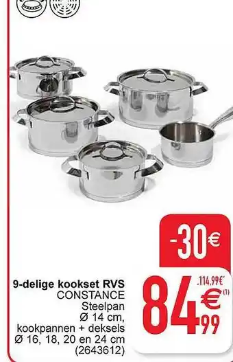 Cora 9delige kookset rvs aanbieding