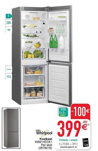 Cora Whirlpool koelkast aanbieding