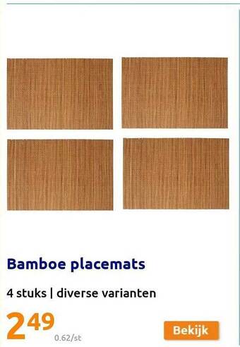 Action Bamboe placemats aanbieding
