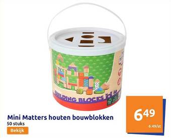 Action Mini matters houten bouwblokken aanbieding