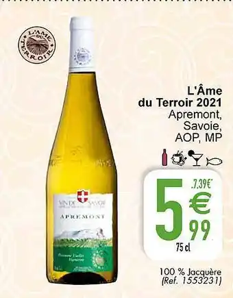Cora L'âme du terroir 2021 apremont, savoie aop aanbieding